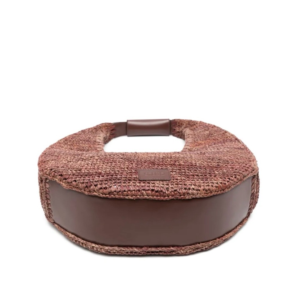 STAUD Large Mahogany Brown Raffia Shoulder Bag NWT - Picture 5 of 11